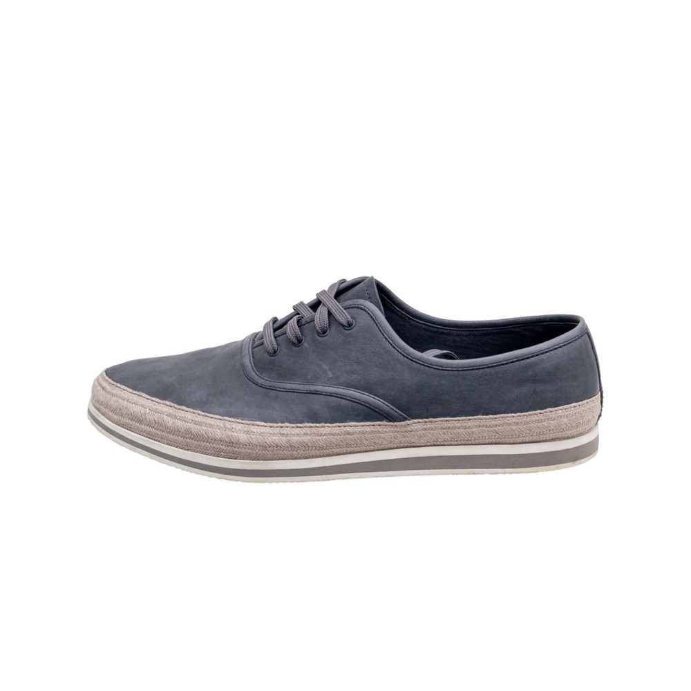 $790 PRADA Aged Leather ESPADRILLE HYBRID Navy  SNEAKERS EU 41 UK 8.5 US 9.5 - Picture 3 of 12